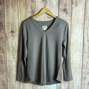 Chaser Waffle Weave Long Sleeve Tshirt Mocha Brown Size M